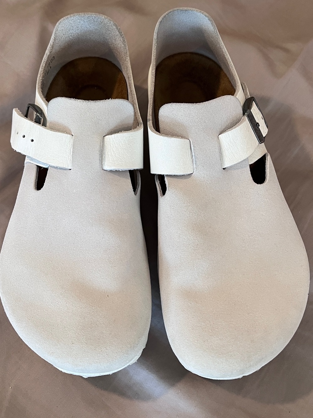 Birkenstock London W9.5 or M7.5 wide- Grey Suede and White Leather Vintage - Picture 2 of 9